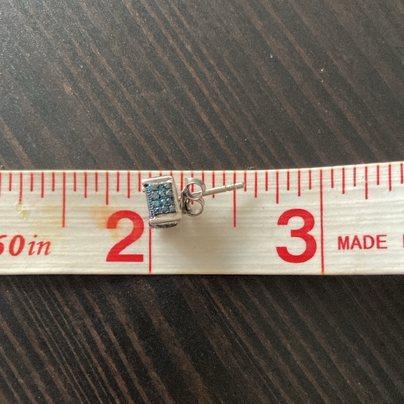 Petite Blue Diamond Earrings New - Picture 9 of 10